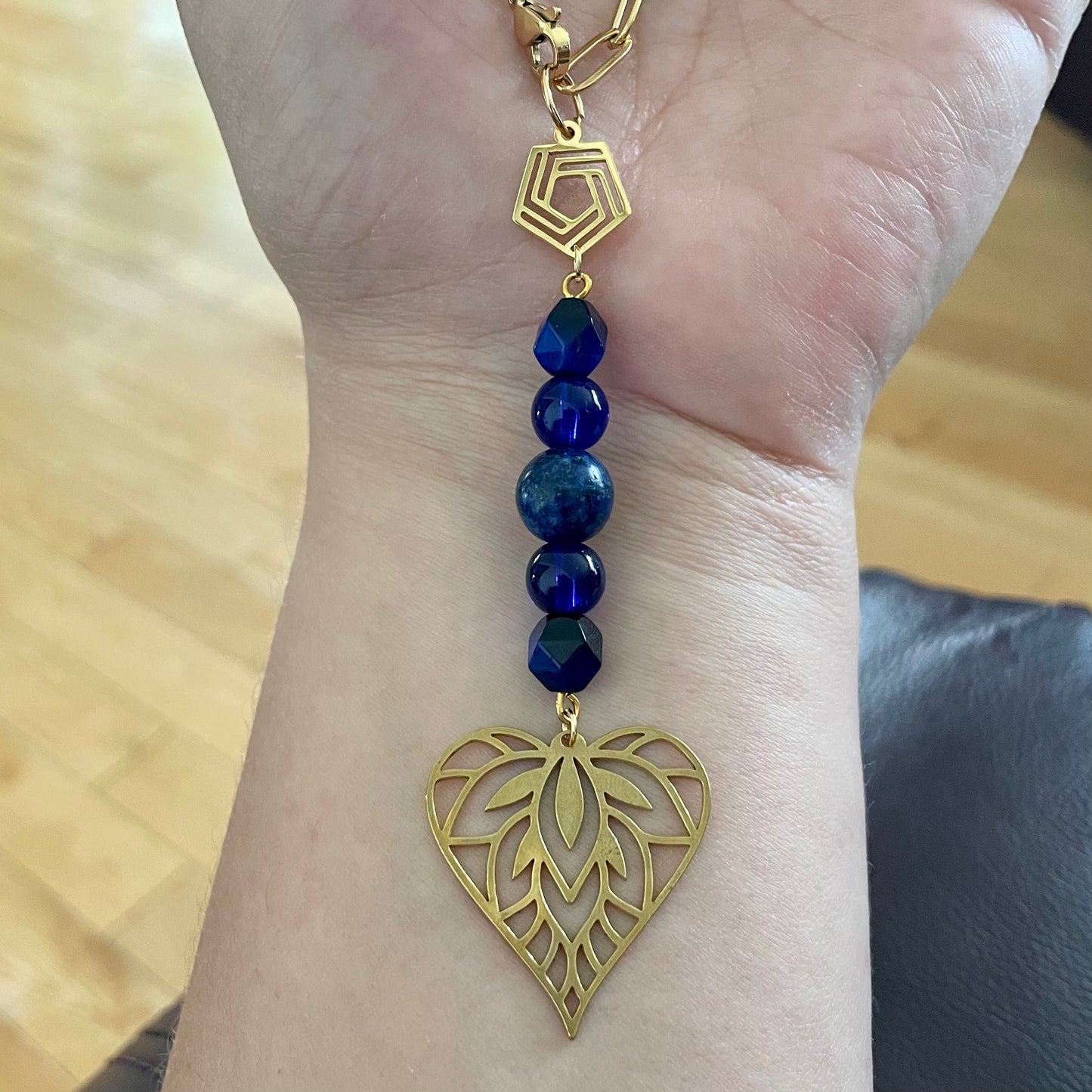 Pendentif pour rétroviseur | Coeur bleu