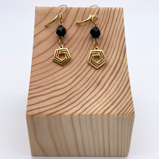 Boucles d'oreilles | Hexagones dorés