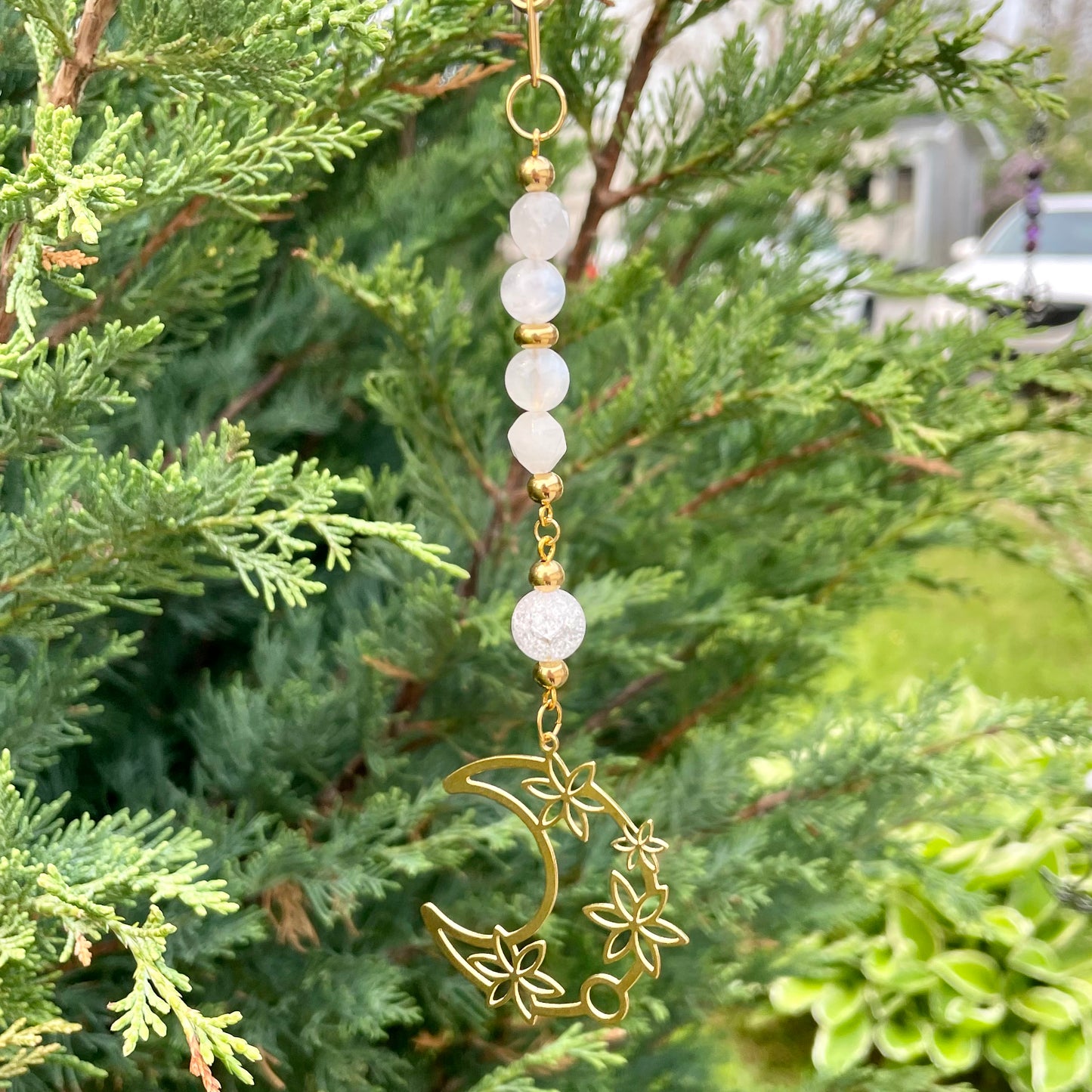 Pendentif pour rétroviseur | Lune dorée