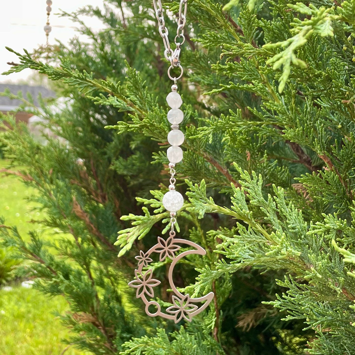 Pendentif pour rétroviseur | Lune argentée