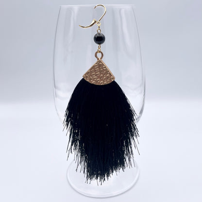 Earrings | Black tufted