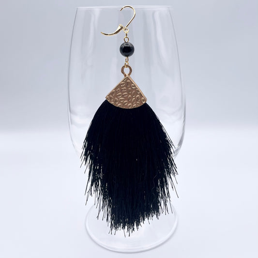 Earrings | Black tufted