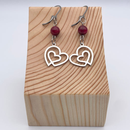Boucles d'oreilles | Coeurs argentés