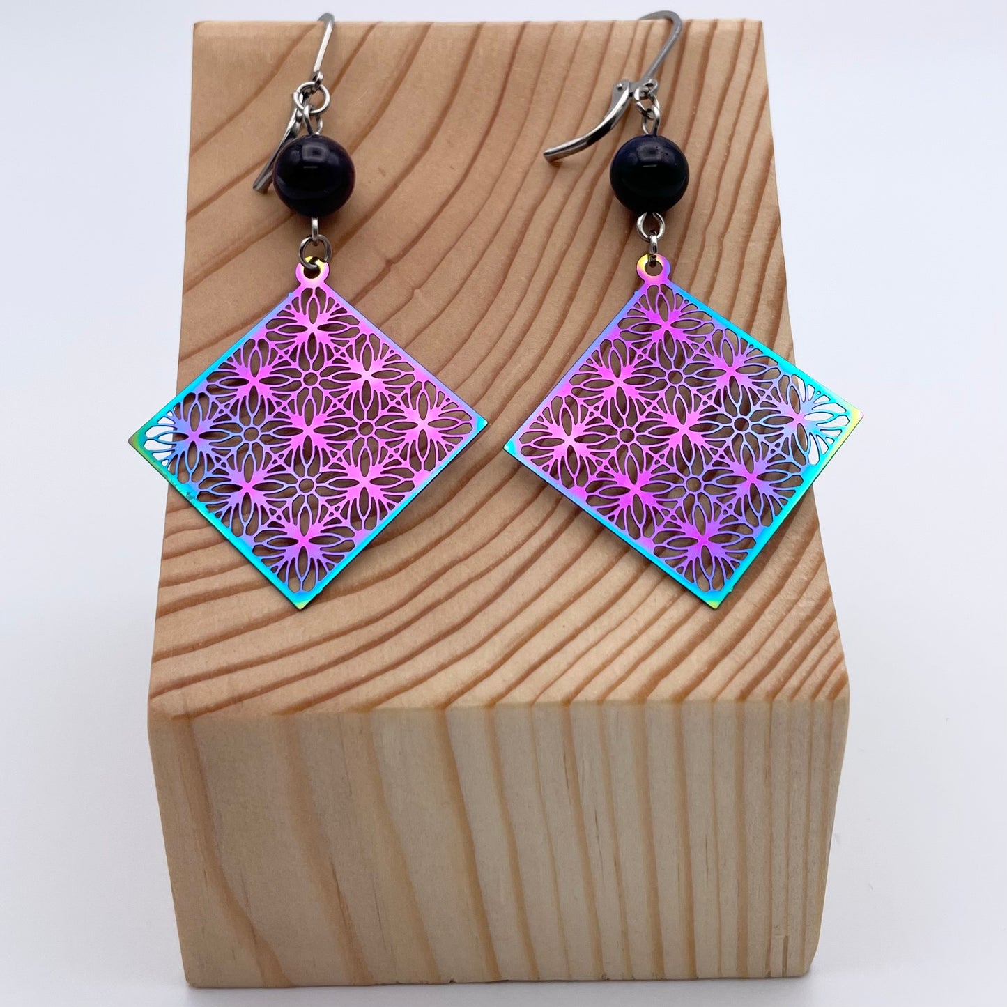 Boucles d'oreilles | Losanges arc-en-ciel