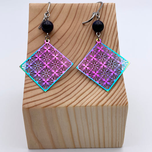 Boucles d'oreilles | Losanges arc-en-ciel