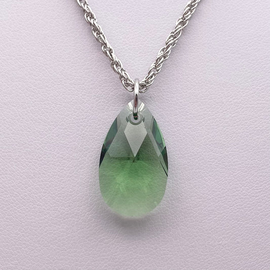 Green satin necklace | Swarovski crystal